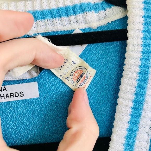 Vintage Talbott Blue/White Collegiate-Style Cardigan, Size 38 - Picture 7 of 8